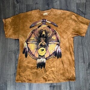 Vintage 90s The Mountain graphic tee tie dye dreamcatcher bear 1999 mens 2XL